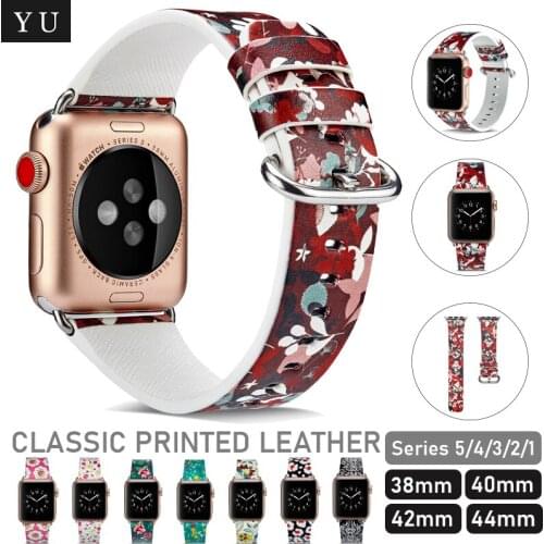 New Flower leather Band for Apple Watch Series 5 4 3 2 1 Strap Bracelet bands for iWatch 38/40/42/44mm Watchband Accessories