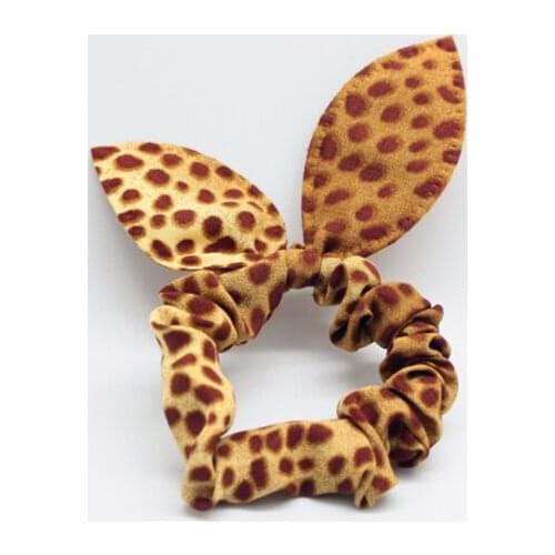 TLeopard Elastic Bow Scrunchies Women Headbands Rabbit Ear Ties Stretch Ponytail Hair Rope Bands Hair Ring Girl Hair Accessories