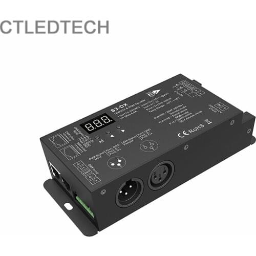S3 DX DMX512 high voltage decoder RGB DMX controller For LED 110Vdc 220Vdc RGB Strip Light