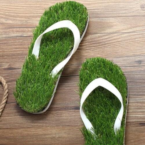 Lawn Flip-flops For Men Women 2021 Summer Fashion Simulation Personality Grass Slippers Couple Models Outdoor Beach Shoes Men