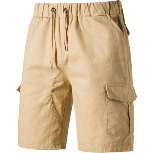 Casual multi-pocket cargo shorts men Elastic waist sports jogging basketball shorts fashion Mens summer shorts cotton