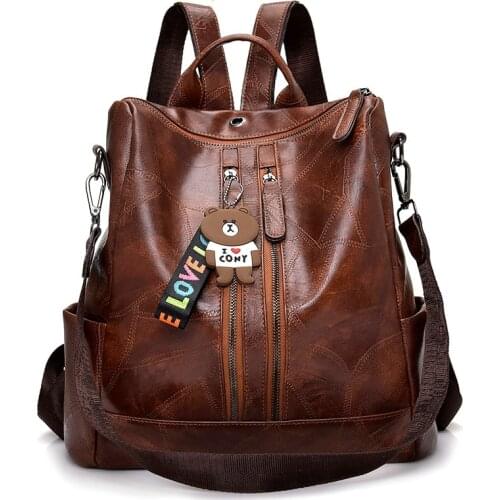2019 Vintage Women Backpack High Quality Youth Leather Backpacks for Teenage Girls Female School Shoulder Bag Bagpack mochila