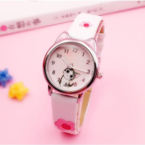2020 Cartoons Cute Cheese Cat Pattern Women Watch Quartz Analog Child Watches For Boys Girls Student Clock Gift Relogio Feminino