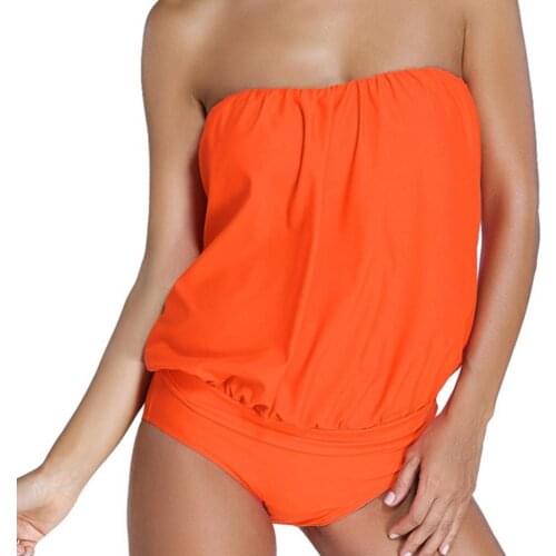 Plus Size Swimwear Women Bikinis Set Solid Color Backless Strapless Beach Wear Swimsuit Bathing Suit 2021