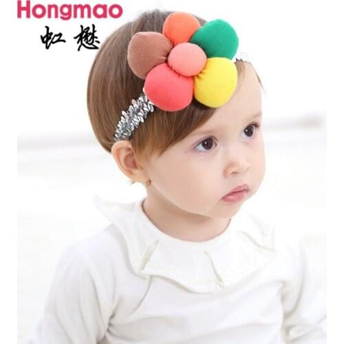 On sale 1pcs kids hair accessories bebe glitter pumpkin flower headband Shiny elastic hair band photo props lace head band