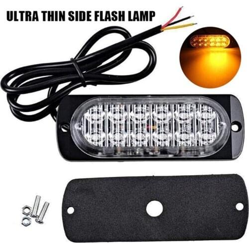 12 LED Emergency Strobe Truck Side Lights Warning Light 12V 24V Blinking Amber LED Emergency Light Flash Lamp Light Universal