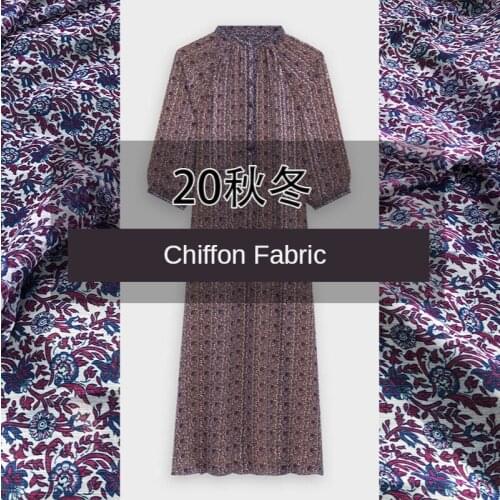 145 * 50cm Brand Fashion Chiffon Printing 2021 Early Spring New Soft Shunyu Chiffon Flower Clothing Skirt Fabric