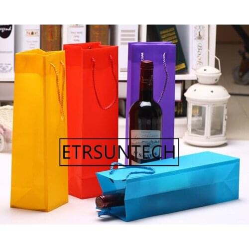 200pcs Colorful Plastic Wine Packing Bags Single Double Red Wine Bottle Xmas Gift Carrier Champagne Bag