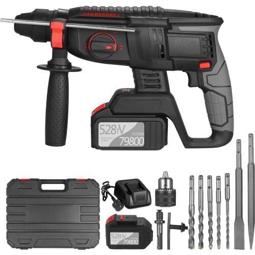 21V Brushless Heavy Duty 4 Function Rotary Hammer Drill 1 Inch SDS-plus Adjustable Grip Handle 980 RPM Cordless Demolition Kit