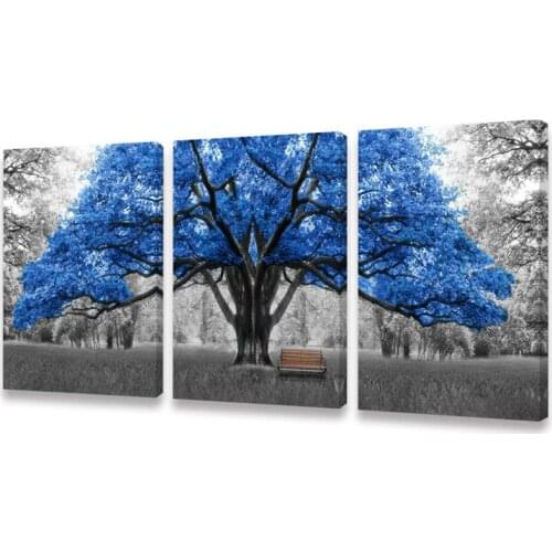 Full Square Round Diamond Painting 3pcs set Black and white art blue tree landscape 5D DIY Embroidery Mosaic Kit Decoration Home