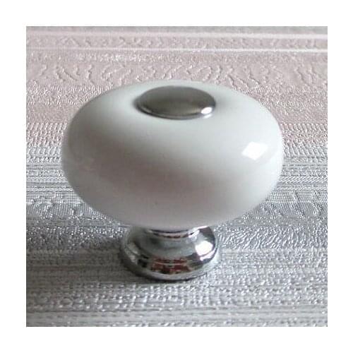 32mm White Dresser Knob handles Ceramic Kitchen Cabinet Knobs silver Drawer Knob Pull Door Knob Pull Handle Furniture Hardware