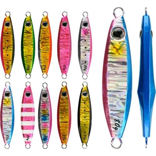 5PCS Deep Sea Slow Jig Zebra Glow Fishing Jigging Sinking Lure Jigbait Spoon Baits 60/80g