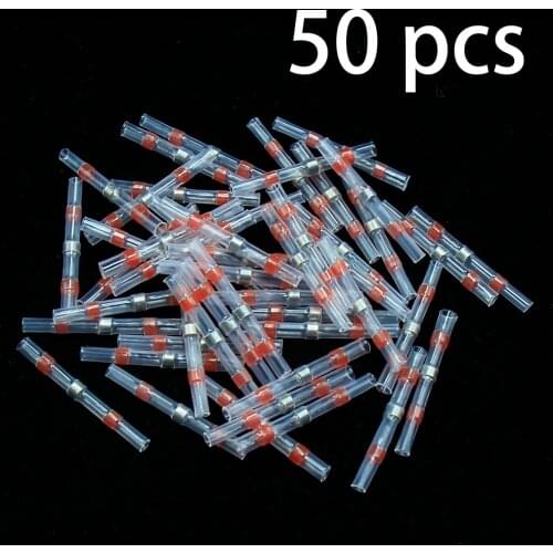 50PCS [ Waterproof Solder Seal Heat Shrink Sleeve] Automotive Wire Splice Connectors Kit AWG22-18 Car Marine Welding Ring Casing