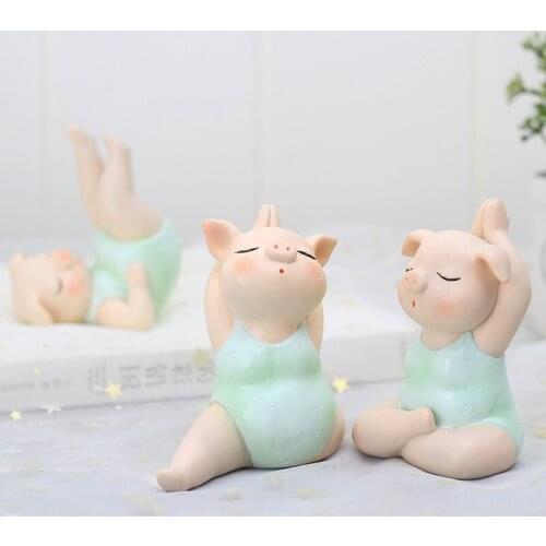 1pcs Home Decoration Accessories 6 style Yoga Pig Ornament Design Zakka Handicraft Gift Cute Hot Sale Tabletop Ornament
