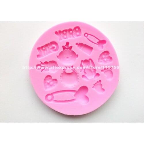 Free Shipping Flower Shaped Silicone Mold Cake Decoration Fondant Cake 3D Food Grade Silicone Mould Safety Pin 178