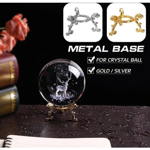 Sphere Holder Desktop Office 3D Engraved Display Gift Home Decor Ornaments Metal Base DIY Photography Props Crystal Ball Stand