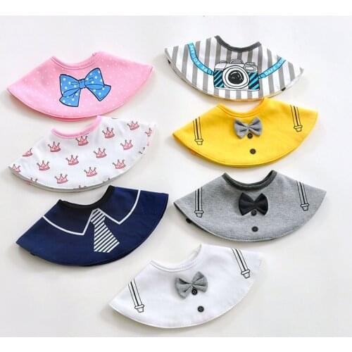 Baby Bibs Gentleman Tie Bandana Bib Cotton Soft 360 Degree Round Waterproof Baby Boys Girls Burp Cloths Feeding Accessories