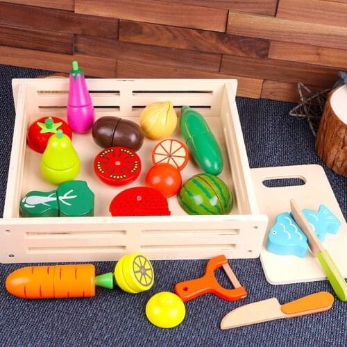 Children Play House Toy Cut Fruit Wooden Vegetables Kitchen Baby Classic Toys Pretend Playset Educational Toys For Kids