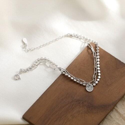 Double Layer Round Disc Lucky Charm Bracelet for Women Rose Gold Color Adjustable Chain Bracelet Jewelry