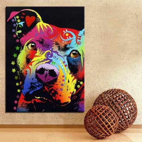 Large size Print Oil Painting Wall painting pitbull warrior dog Home Decorative Wall Art Picture Living Room paintng No Frame