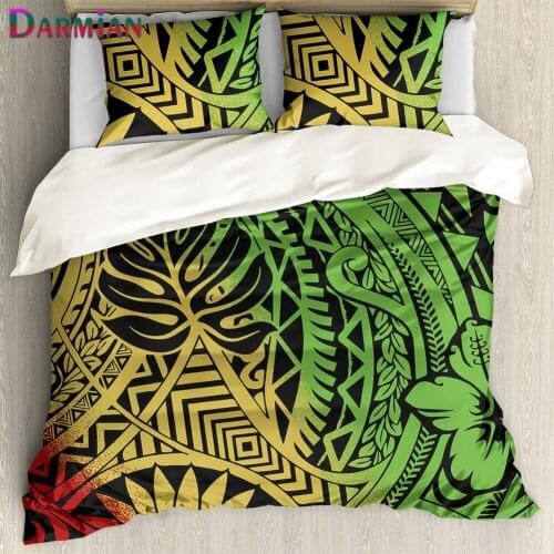 DARMIAN Polynesian Tribal Pattern Design 2Piece Throw Pillow Case Cover with Duvet Cover Set Bedding Set 3Pcs Housse De Couette