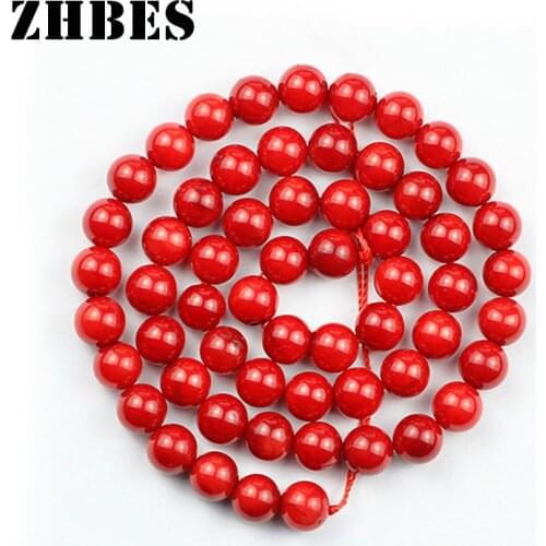 Natural Stone Red Color Coral Stone Balls 2.5-7MM Round Loose Spacers Beads For Jewelry Making DIY Bracelets Necklace Findings