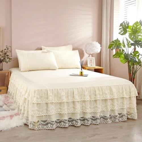 3pcs Lace Solid Color Bedspread for Couple Double King Queen Size Mattress Cover Bed Linen Cotton Sheet Pillowcase Bed Cover