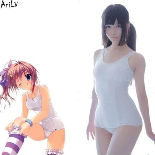 AniLV Anime Comics Ryohka Student Bodysuit Swimsuit Uniform Costume Japanese School Girl Swimwear Cosplay With chest Pad