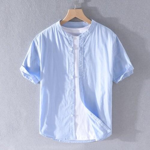 2020 Summer new style Italy shirts men brand cotton shirt for men white stand collar fashion shirt mens tops chemise overhemd