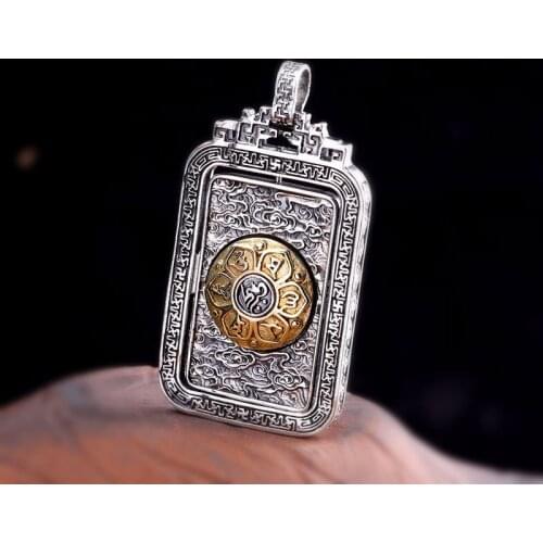 Personality Silver S925 Pure Silver Jewelry Wholesale Taiyin Seiko Mens Nine Palaces Eight Diagrams Pendant