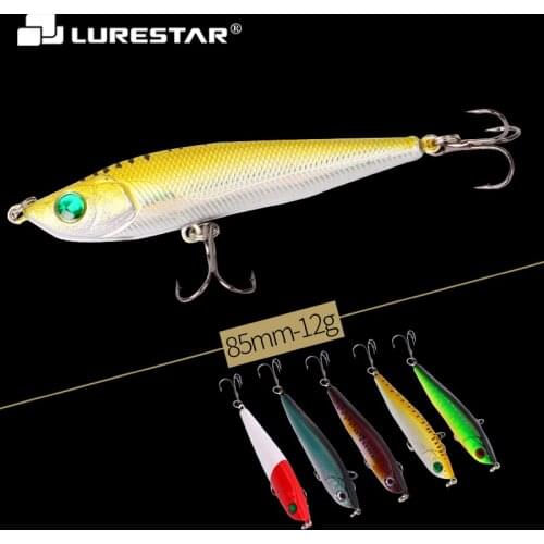 Lurestar 85mm 15g Sinking Action Pencil Lure 3D Eyes Bass Pike Wobbler Hard bait