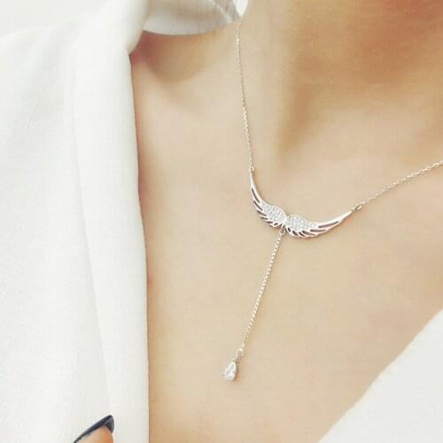 European and American Fashion Accessories 925 sterling silver Angel Pendant Zircon Clavicle Chain for Valentine Female