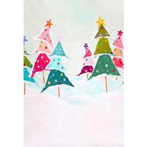 Cartoon Photography Backdrops Christmas Tree Snow Backgrounds for Photo Studio Party Children Kids Photo Shoot Photophone Custom