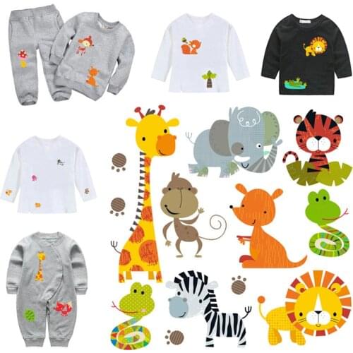 Cartoon Animal Combination Iron-on Vinyl Heat Transfer Sticker T-shirt hot Patch Kids Clothing Patches