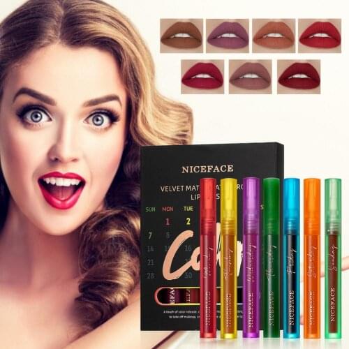 7pcs Lip Gloss Set Waterproof Matte Liquid Lipstick Lip Gloss Base Lip Gloss Set Waterproof Long Lasting Beauty Cosmetic