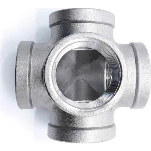 Stainless Steel 304 1/2" 3/4" 1" Female BSP Thread Pipe Fitting 5 way Equal Cross Connector SS304