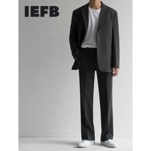 IEFB 2021 Autumn New Suit Coat Mens Korean Loose Trend British Casual Small Suit Jacket Back Vent Tide Streetwear OL Blazers