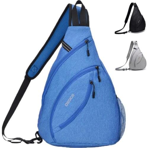 OSOCE Left or Right Single Shoulder Chest Bag Cross Body Sling Satchel Messenger Black Blue and Light Gray For 10.5" Inches iPad