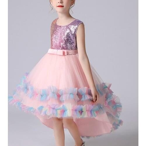 Flower Girls Dress Sequined Cake Tutu Skirt Wedding banquet Party Tail Elegant Princess Sleeveless Children Dresses 3-12 years