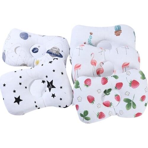 Newborn Stereotype Pillow Comfortable Cartoon Infant Support Prevent Anti Roll Baby Pillow Flat Head Neck Infant Cotton Cushion