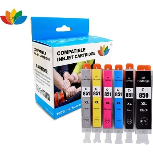 Full Set Pgi850 Cli851 BK/C/M/Y Ink Cartridge for Canon MX728 MX928 MG7180 IP7280 MG5480 MG6380 MG6400 Printer (With Grey)