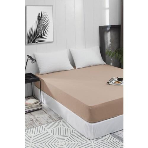 Pure %100 Cotton Combing Luxury Solid Coffee Fitted Sheet Elastic Bed Linens Mattress Cover 160x200 Comfortable Modern 2020