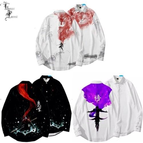 Monkey King 3D Printing Unisex Shirt Women/Men Casual Long Sleeve Cool Loose Button Streetwear Anime Overclothes Oversize 6XL