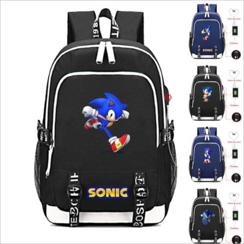 Anime Games SONIC RACING USB Backpack Cosplay Black Unisex Teens Laptop Travel Bag Student School Bags Gift Mochias