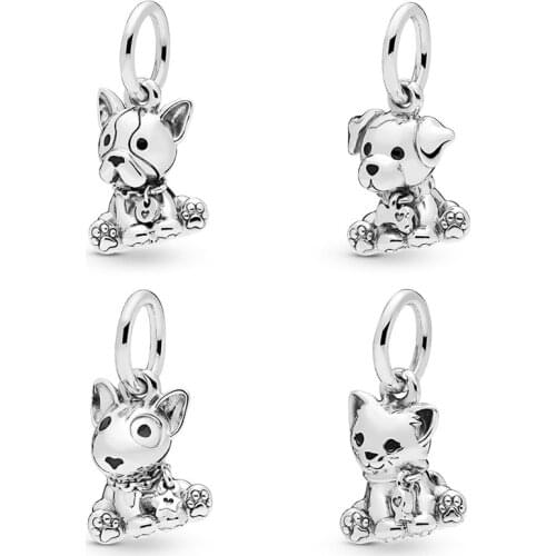 Free Shipping 925 Sterling Silver Animals Dog Sweet Cat Charms Fit Original Bracelets For Women DIY Jewelry S925 Beads