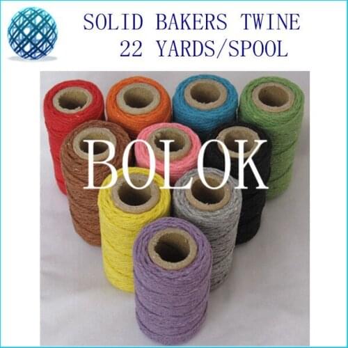 10 color Solid baker twine 2pcs/lot (22yards/spool) 2mm 12 ply DIY twine,plain cotton twine wholesales