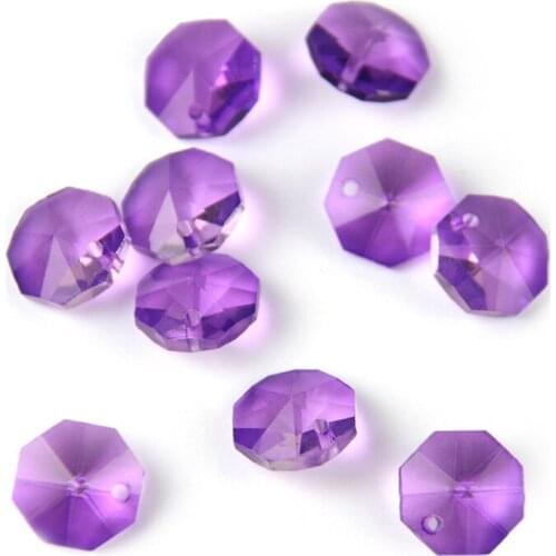 Glass Chandelier Crystals 14mm Mix Color Crystal Octagon Beads In 1 Hole For Chandelier Suspension