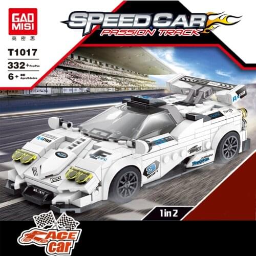 T1017 World Famous Super Track White Pagani Racing 8 Grid Racing Speed Children Assembling Building Blocks Boy RED Car for Gifts
