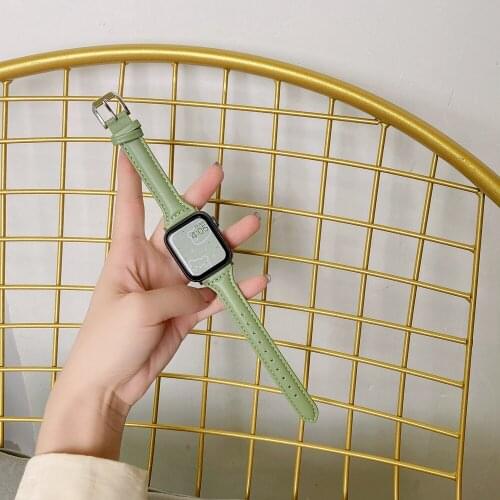 Slim Leather Band for Apple Watch 40mm 44mm Simple Style Strap SE3 2 1 for iWatch Correa 38mm 42mm Series 6 5 4 Lady Accessories