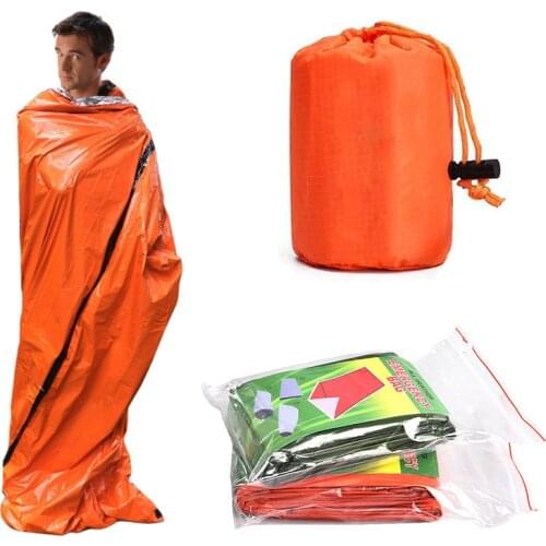 Outdoor Bivy Emergency Sleeping Bag Camping Survival Thermal Blanket Mylar Waterproof Emergency Gear Compact Windproof Durable